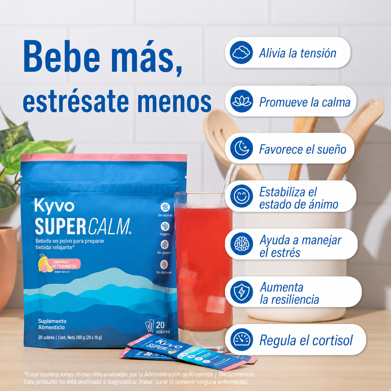 Kyvo SuperCalm™ | Bebida Relajante de Limonada de Frambuesa